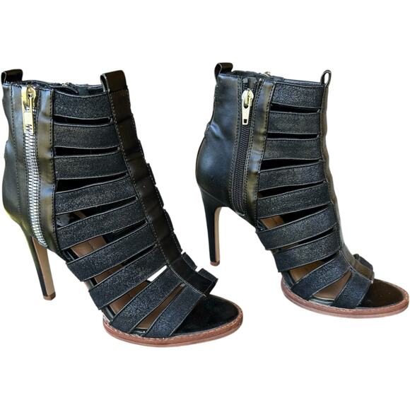 DV by Dolce Vita Shani Strappy Peep Toe Booties 6 Cage Heel Sandals Coquette Y2K - Picture 11 of 12